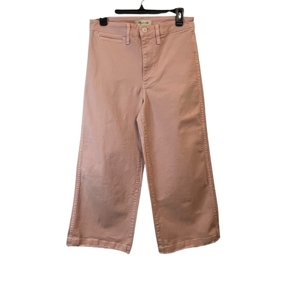 Madewell Emmett Pink Oyster Wide-Leg High Rise Crop Pants SZ 27 - Picture 2 of 10